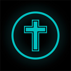 Neon Button rund - Christuskreuz