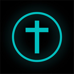 Neon Button rund - Kreuz