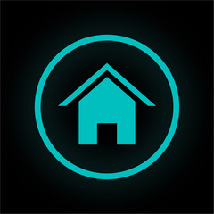Fototapeta premium Neon Button rund - Haus