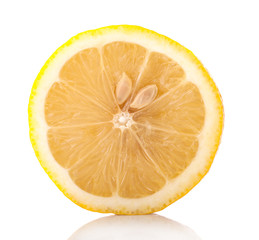 Top view fresh lemon fruit isolated on white background