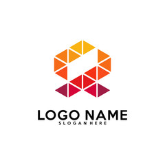 Fototapeta premium Initial S logo vector template, pixel, fast logo, triangle, r, v, n, c