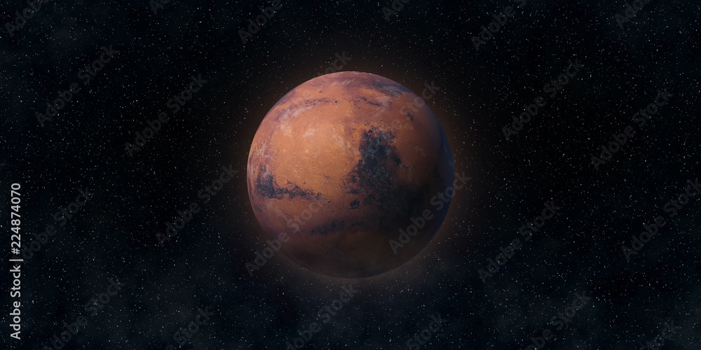 Wall mural red planet mars. astronomy and science concept. elements of this image furnished by nasa.