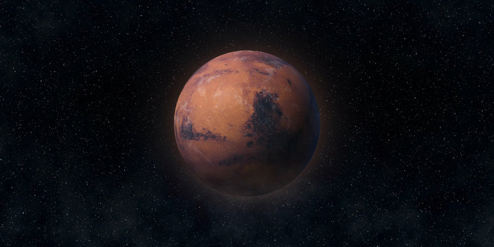 Red planet Mars. Astronomy and science concept. Elements of this image furnished by NASA.