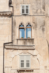 Fototapeta na wymiar Split, Croatia. Europe. Facade with windows.
