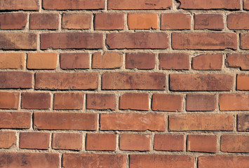Red brick wall texture grunge background may use to interior design
