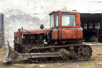 Fototapeta na wymiar old tractor farming