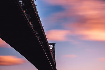 View of modern bridge construction on colorful sky