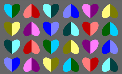 Beautiful background of multicolor hearts, vector image