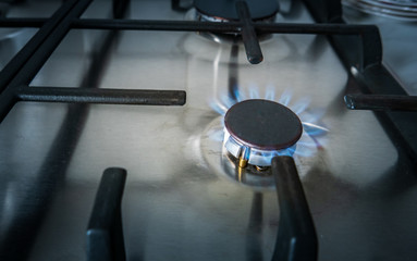 gas burns in the kitchen on the gas stove