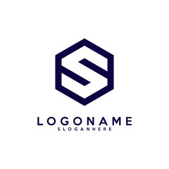Fototapeta premium Initial S monogram. S box logo. Delivery logo. S letter in hexagon