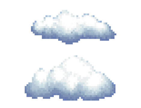 Cloud Pixel Art Illustration Isolated on White