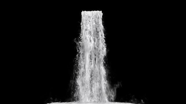 waterfall texture seamless loop, 4k, isolated on black with alpha and separate foam layer