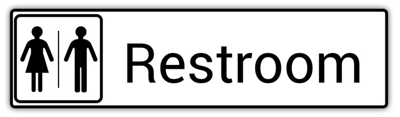 Panneau en anglais: Toilettes pour hommes et femmes, wc mixtes et unisexe - panneau pour salle de bain, toilettes et autres commodités texture en métal