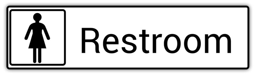 Panneau en Anglais: Toilettes pour hommes et femmes, wc mixtes et unisexe - panneau pour salle de bain, toilettes et autres commodités