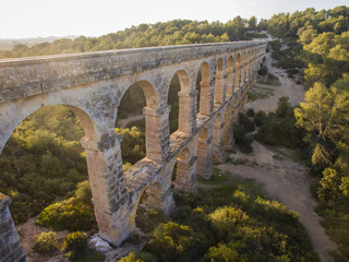 Fototapeta na wymiar Roman aqueduct in the forest