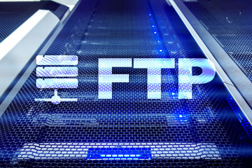 FTP - File transfer protocol. Internet and communication technology concept.