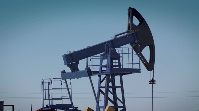 The oil rig pumps oil