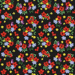Naklejka na ściany i meble Fashionable pattern in small flowers. Floral seamless background for textiles, fabrics, covers, wallpapers, print, gift wrapping and scrapbooking. Raster copy