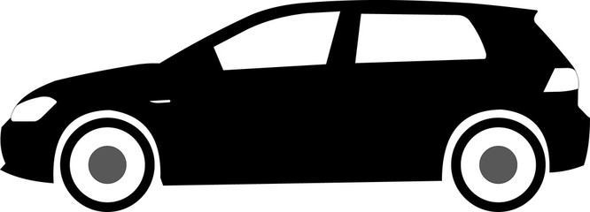 German hatchback, isolated black and white vector car, golf,