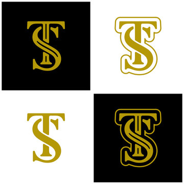 Set of Initial ST logo design vector template