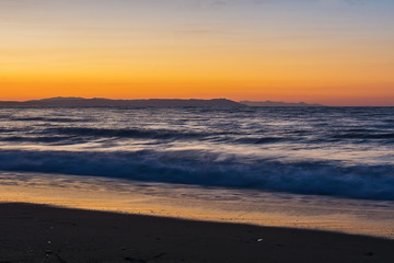 Early morning , dramatic sunrise over sea. Photographed in Asprovalta, Greece.