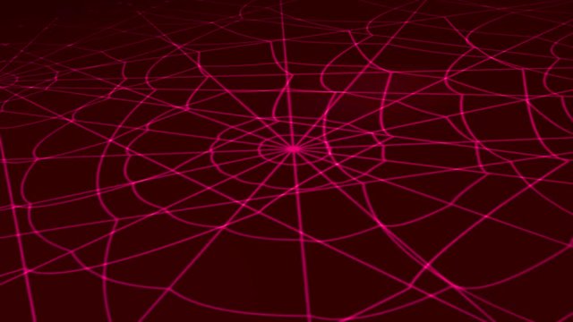 red concentric web on a blue background approaching and rotating