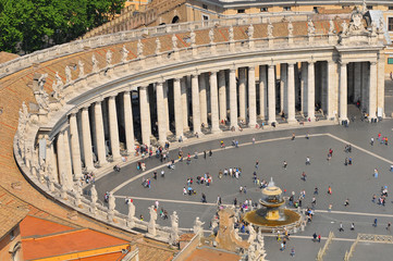 Aerial view of Vatican St. Peters square from the dome viewpoint of St. Peters Basilica, Rome,...
