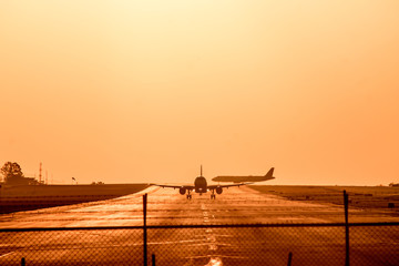 Sunset on a airport in Alajuela Costa Rica