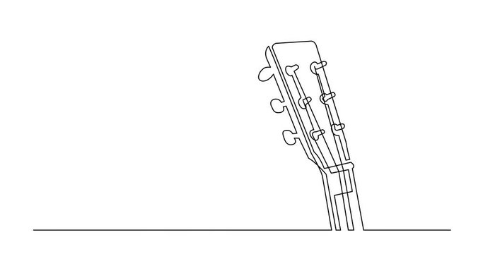 Animation of continuous line drawing of acoustic guitar headsock