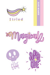 VECTOR CUTE PASTEL COLOR ELEMENTS, RAINBOW, STAR, QUOTES, CALLIGRAPHY, MAGICAL,  TYPOGRAPHY, SKULL, T SHIRT  DESIGNS