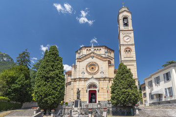 The parochial church of St. Lorenzo in Tremezzo, Como Lake, Italy.