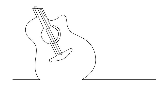 Animation of continuous line drawing of acoustic guitar