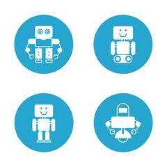 robot icons in round buttons