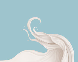 Abstract background of milk or yogurt splash. 3d rendering Include clipping path.