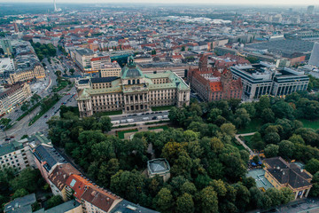 Fototapeta na wymiar Munich city center Air drone view summer urban photo