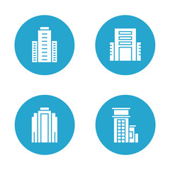 building and tower icons in blue buttons