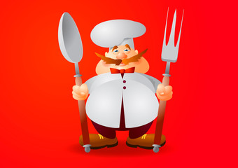 chef.The brave Keeper of the restaurant menu .