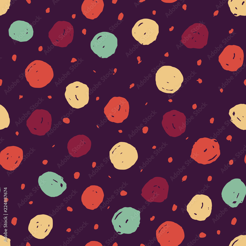 Wall mural vector abstract seamless pattern with hand drawn dots.