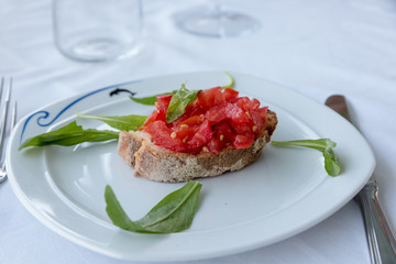 Bruschetta with tomato and basil