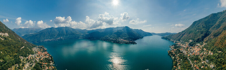 Italy Como Lake drone Air 360 vr virtual reality drone panorama - obrazy, fototapety, plakaty