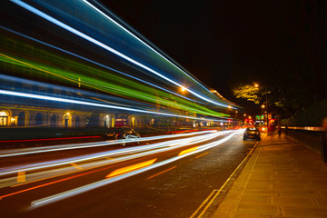 Fototapeta na wymiar A wall of light on London streets