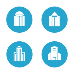 building and tower icons in blue buttons