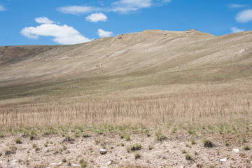 Barren foothills landscape in Antelope Island State Park, near Salt Lake City, UTAH, with lots of copyspace