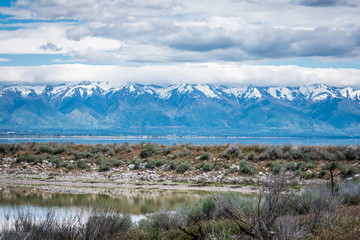 Antelope Island State Park in Utah. Beautiful landscape along the Great Salt Lake