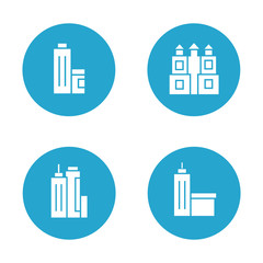 building and tower icons in blue buttons