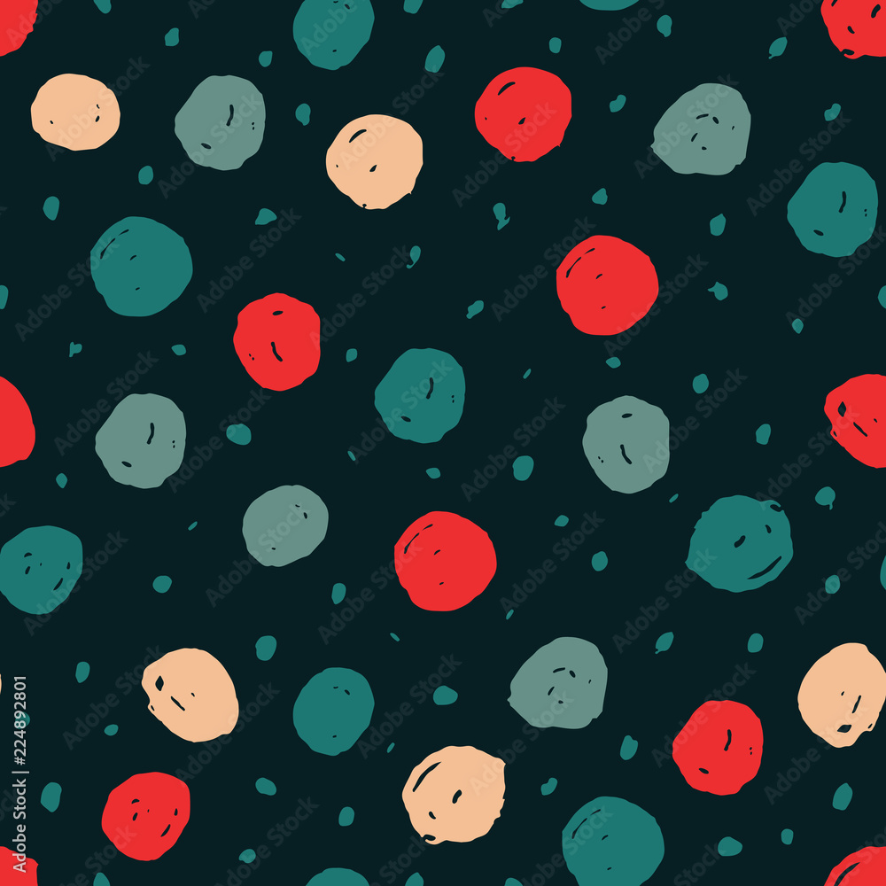 Wall mural vector abstract seamless pattern with hand drawn dots.