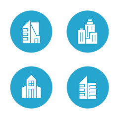 building and tower icons in blue buttons