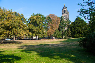 Park mit Dom in Magdeburg, Sachsen-Anhalt, Deutschland