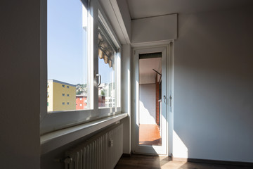 Window and balcony detail, empty room