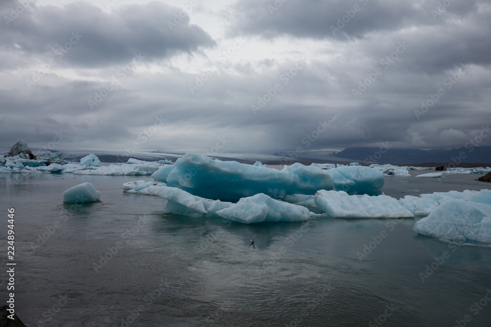 Wall mural melting ice in iceland with mountains